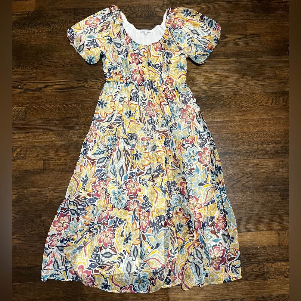 Patrons of Peace Floral Tiered Midi Dress – Boho Chic